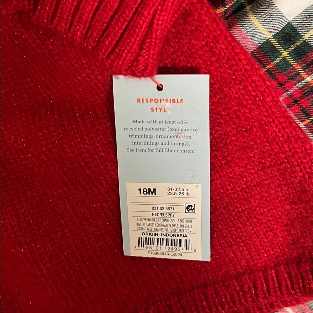 Infant girls Holiday outfit bundle-2 dresses and a plaid top 18 months NWT